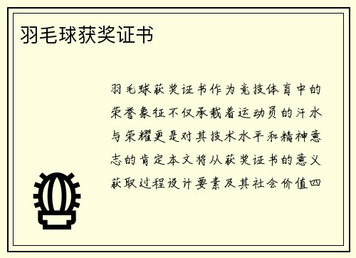 羽毛球获奖证书